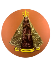 Aparecida em barro com manto de ouro